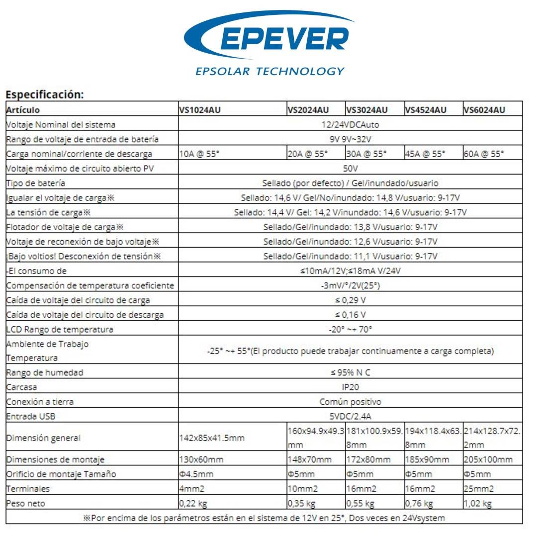 Controlador de carga solar Epever 12/24V 30A - Imagen 7