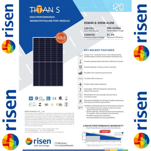 Panel Solar 400W Risen Monocristalino - Imagen 7